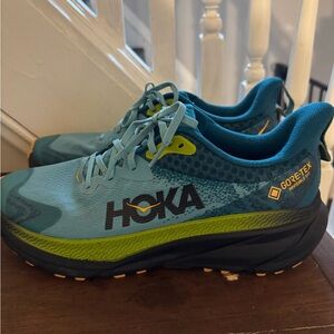 Hoka Blue and Green Running Shoes